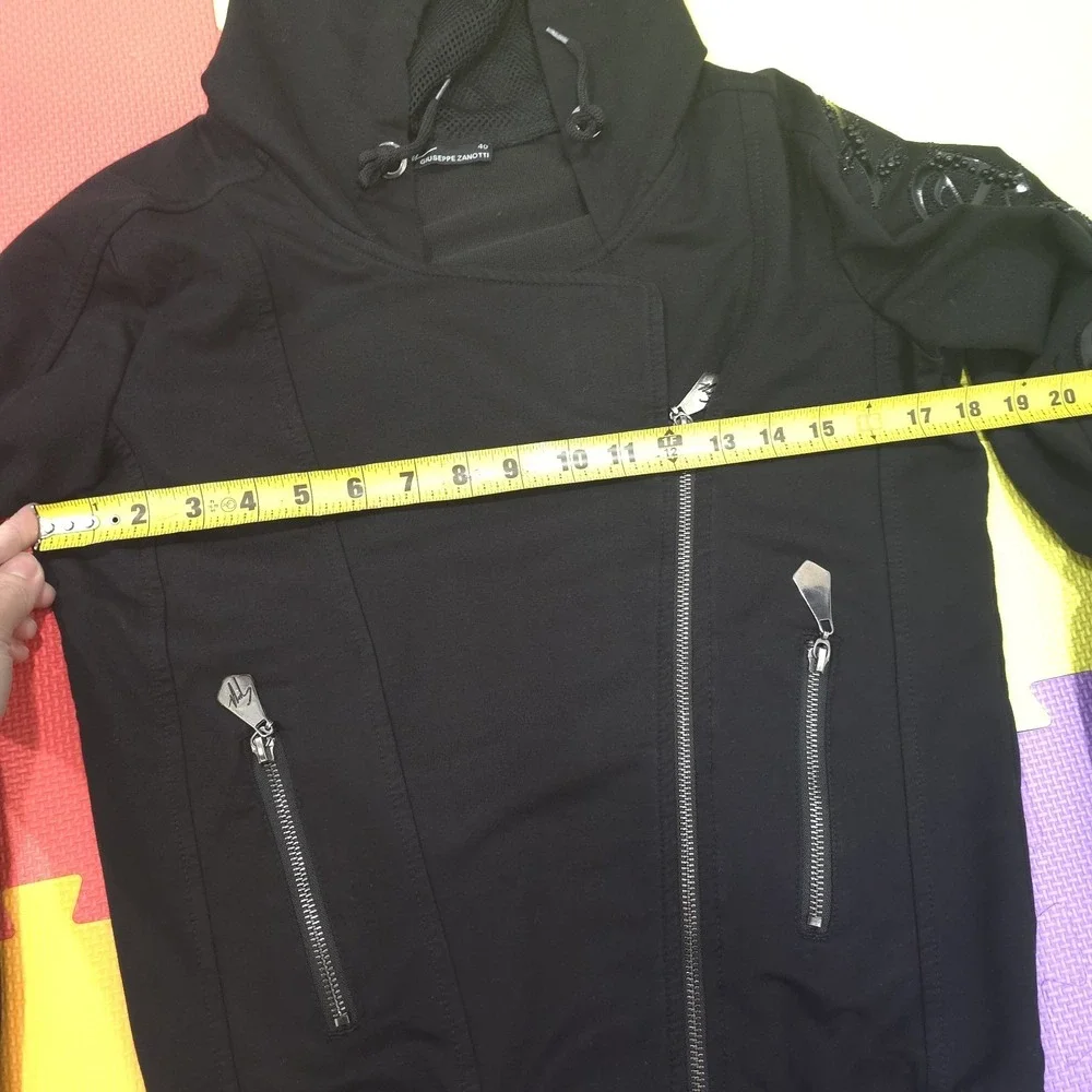 Giuseppe Zanotti Asymmetric Zip Biker Hoodie Jacket |‎ Size 40 S | Beaded...